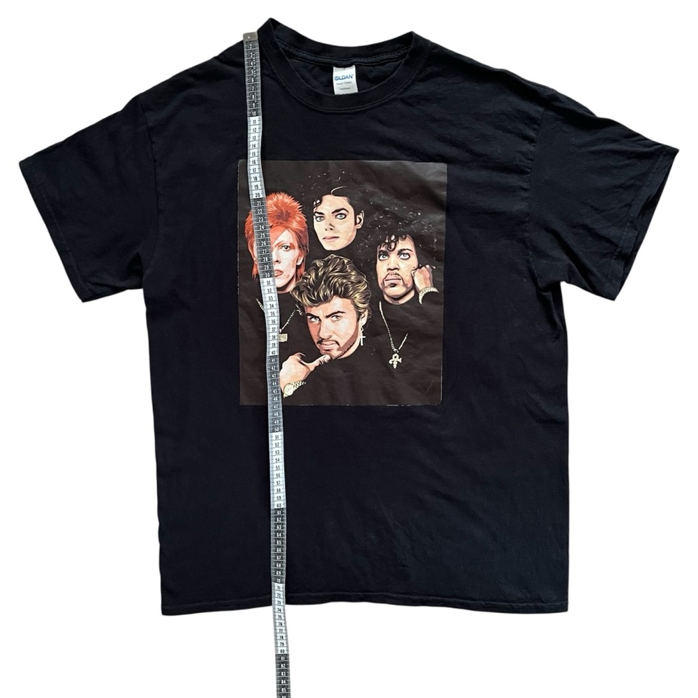 Bowie George Michael Prince Michael Jackson Big Print Graphic T-Shirt Size Large - Picture 6 of 9